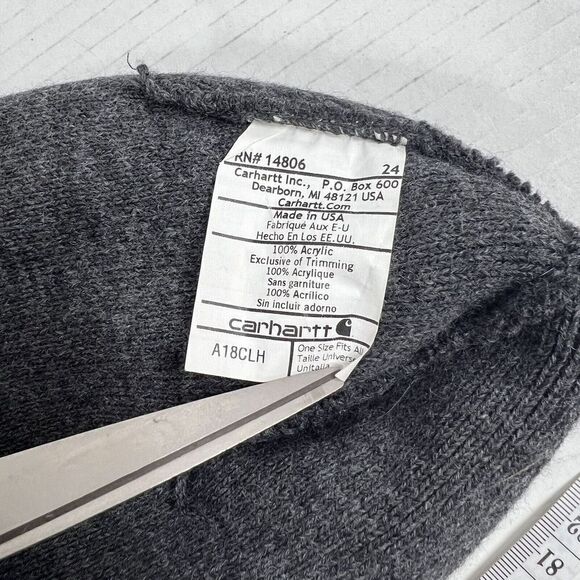 Carhartt Hat Beanie Adult Gray Marked Model No.A18CLH - Picture 6 of 7